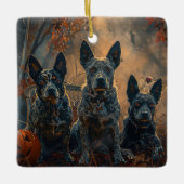 Ornement En Céramique Bleu Heeler Halloween nuit chien délice (Devant)