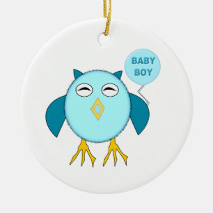 Ornement En Céramique Bleu mou Bébé Boy Owl Ornament