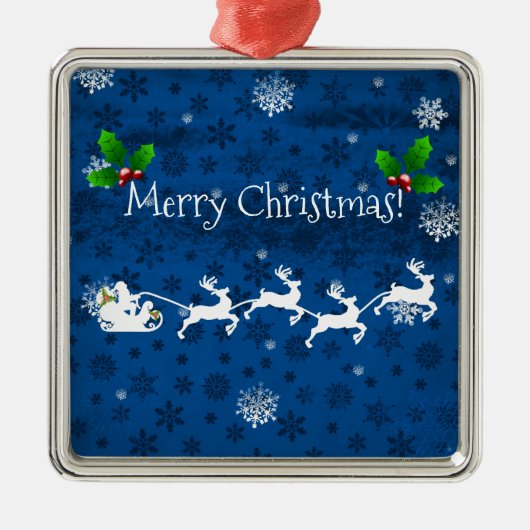 Ornement en céramique bleu Père Noël (Devant)