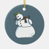 Ornement en céramique bleu Snowman (Devant)