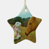 Ornement En Céramique Blond Jaune cheval & Bunny de Pâques (Droite)