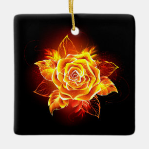 Ornement En Céramique Blooming Fire Rose