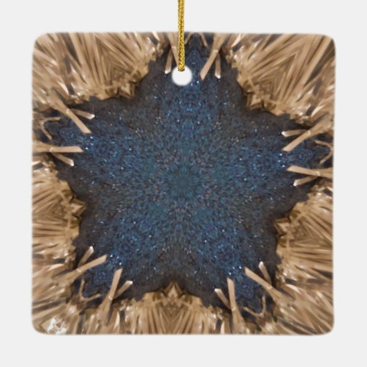 Ornement En Céramique Blue Kaleidoscope Star Wicker Arrière - plan (Dos)