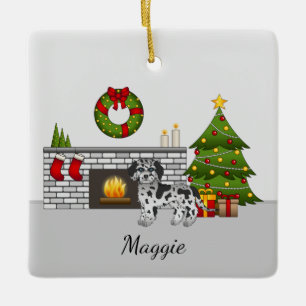 Ornement En Céramique Blue Merle Mini Goldendoodle - Salle de Noël