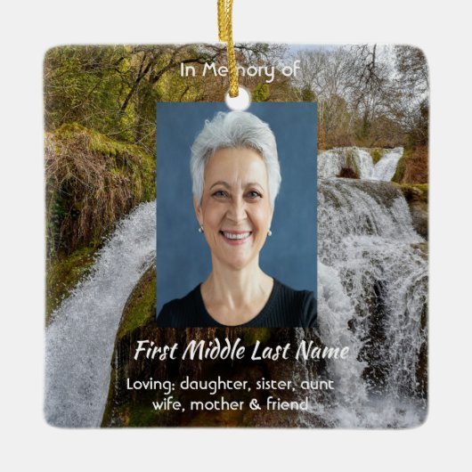 Ornement En Céramique Bluebells Waterfall Landscape Memorial Keepsake (Devant)