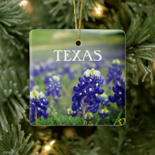 Ornement En Céramique Bluebonnets Fleurs Bleues Texas Texan Floral