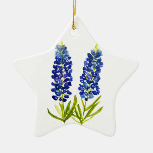 Ornement En Céramique Bluebonnets Fleurs bleues Texas Texan Lupine