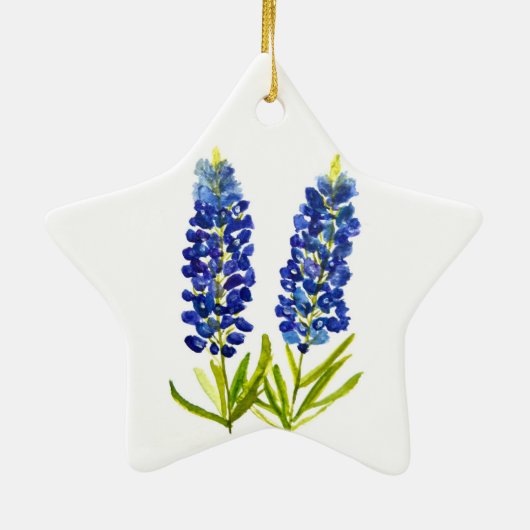 Ornement En Céramique Bluebonnets Fleurs bleues Texas Texan Lupine (Dos)