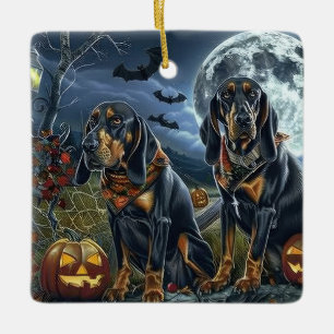 Ornement En Céramique Bluetick Coonhound Halloween Épouvantable