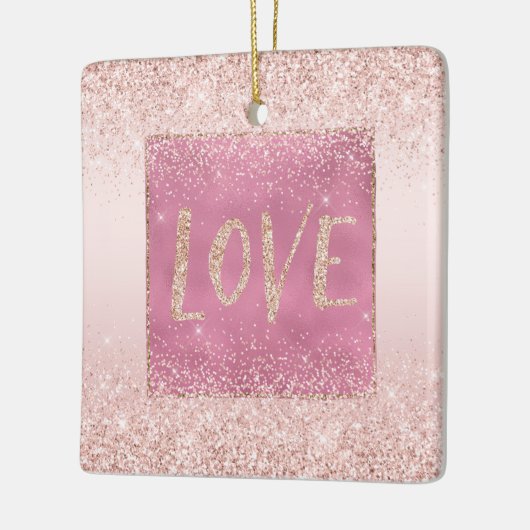 Ornement En Céramique Blush rose Ombre Glitzy Parties scintillant Sparkl (Gauche)