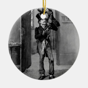 Ornement En Céramique Bob Cratchit et Tim minuscule