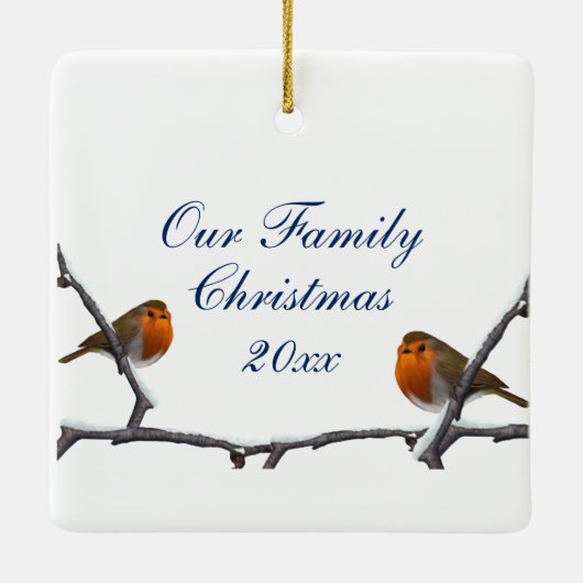 Ornement En Céramique Bob the Red Robin Bird Faune Blanc (Dos)