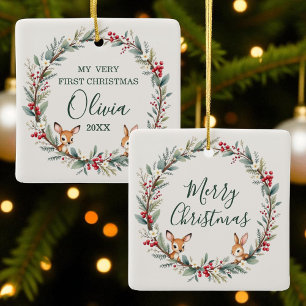 Ornement En Céramique Bois Animaux Baby First Joyeux Noël