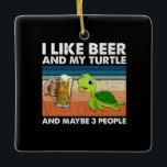 Ornement En Céramique Boisson De Bière J'Aime La Bière Et Ma Tortue Anni<br><div class="desc">Boisson De Bière J'Aime La Bière Et Ma Tortue Anniversaire</div>