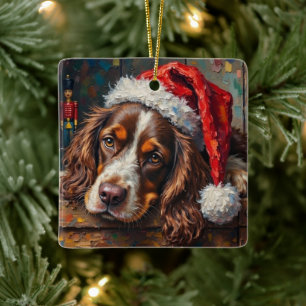 Ornement En Céramique Boîte à jouets de Noël vintage pour chien Cocker S