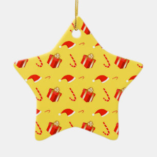 Ornement En Céramique Boîte cadeau de Noël sucre de canne chapeau de Noë