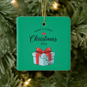 Ornement En Céramique Boîte Cadeau Mignonne Kawaii Premier Noël de Béb