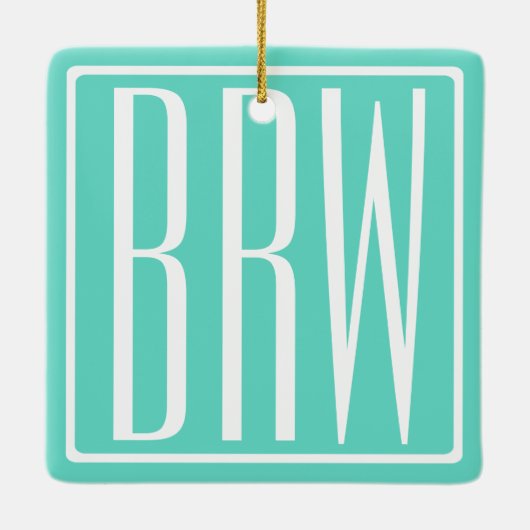 Ornement En Céramique Bold Modern | White on aqua (Dos)