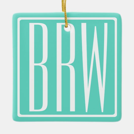 Ornement En Céramique Bold Modern | White on aqua (Devant)