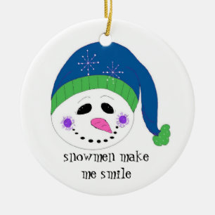 Ornement En Céramique Bonhomme de neige souriant