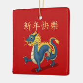 Ornement En Céramique "Bonne année" en chinois 2024 Dragon Red (Gauche)