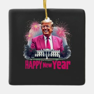 Ornement En Céramique Bonne année Jour de l'inauguration de Trump 2025