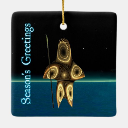 Ornement En Céramique Bonnes Fêtes - Chasseur inuit fragile (Dos)