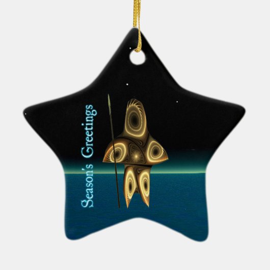 Ornement En Céramique Bonnes Fêtes - Chasseur inuit fragile (Dos)