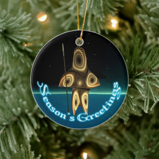 Ornement En Céramique Bonnes Fêtes - Chasseur inuit fragile (Arbre)
