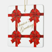 Ornement En Céramique Bonnes Fêtes de la Bow rouge étincelante (Gauche)