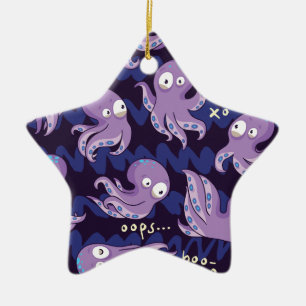 Ornement En Céramique Boo Octopus mignon Violet Enfants Vêtements & Déco