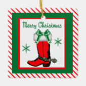 Ornement En Céramique Boot cowboy de Noël occidental (Devant)