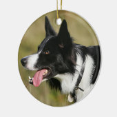 Ornement En Céramique Border collie haletant le Headshot 2 (Gauche)