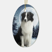 Ornement En Céramique Bordure Collie (Gauche)