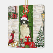 Ornement En Céramique Bordure Collie Chien Noël (Gauche)