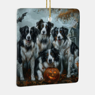Ornement En Céramique Bordure Collie Halloween nuit Chien ravir