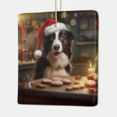 Ornement En Céramique Bordure Collie Noël Cookies Festive Fêtes (Gauche)
