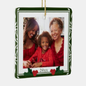 Ornement En Céramique Bordure Vert Blanc Holly Famille Noël (Droite)