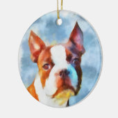 Ornement En Céramique Boston Terrier (Gauche)