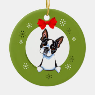 Ornement En Céramique Boston Terrier Christmas Classic