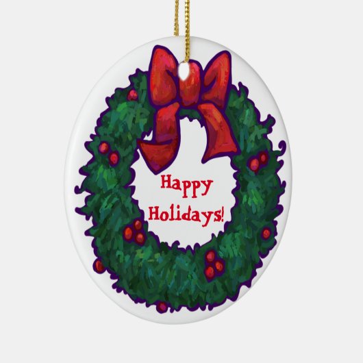 Ornement En Céramique Boughs de Holly Happy Holidays (Droite)