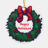 Ornement En Céramique Boughs de Holly Happy Holidays (Devant)