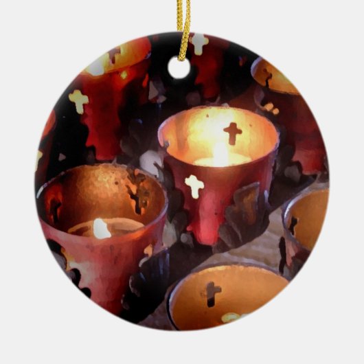 Ornement En Céramique Bougies des missions du Texas (Devant)