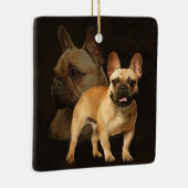 Ornement En Céramique Bouledogue français - Frenchie - plaid Brown (Droite)