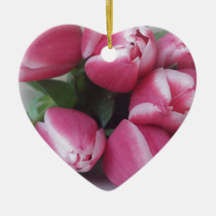 Ornement En Céramique Bouquet de Pink Tulips, Flowers