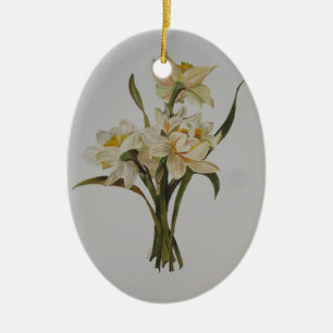 Ornement En Céramique Bouquet Double Narcissi Art Floral