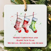 Ornement En Céramique Bouts de Noël photo en aquarelle simple