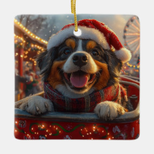 Ornement En Céramique Bouviers des Flandres Chien Montagnes Russes Noël