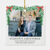 Ornement En Céramique Bow Entreprise Photo Noël (Dos)