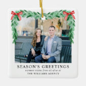 Ornement En Céramique Bow Entreprise Photo Noël (Devant)